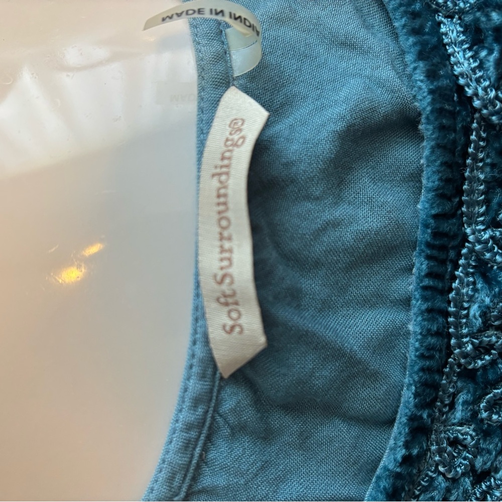 Soft Surroundings Teal Embroidered Blouse - Picture 5 of 5